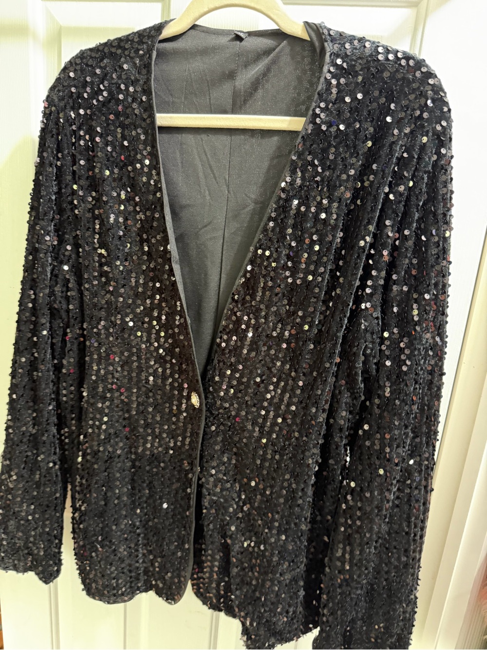 Black Sequin Blazer Jacket for Women